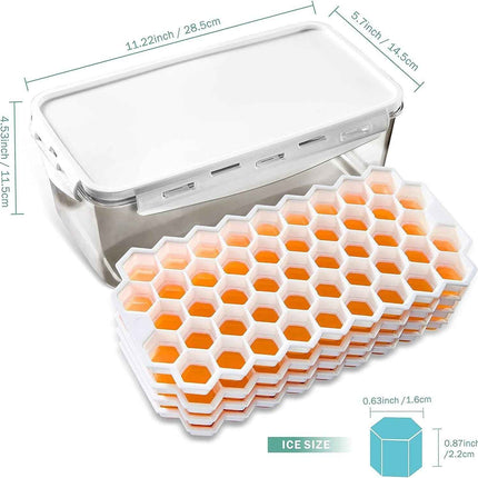 Premium Ice Cube Trays With Air Tight Container With Lid 4 Trays Makes 188 Cubes