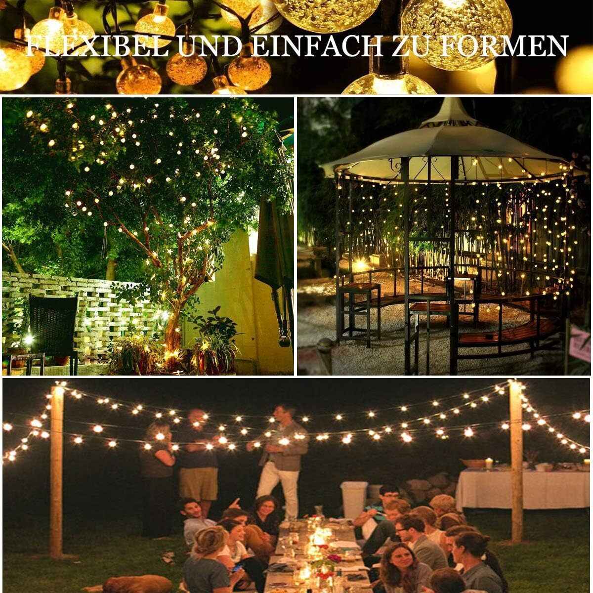 Led Solar Powered Warm White String Lights For Party Wedding Garden 36ft/11m