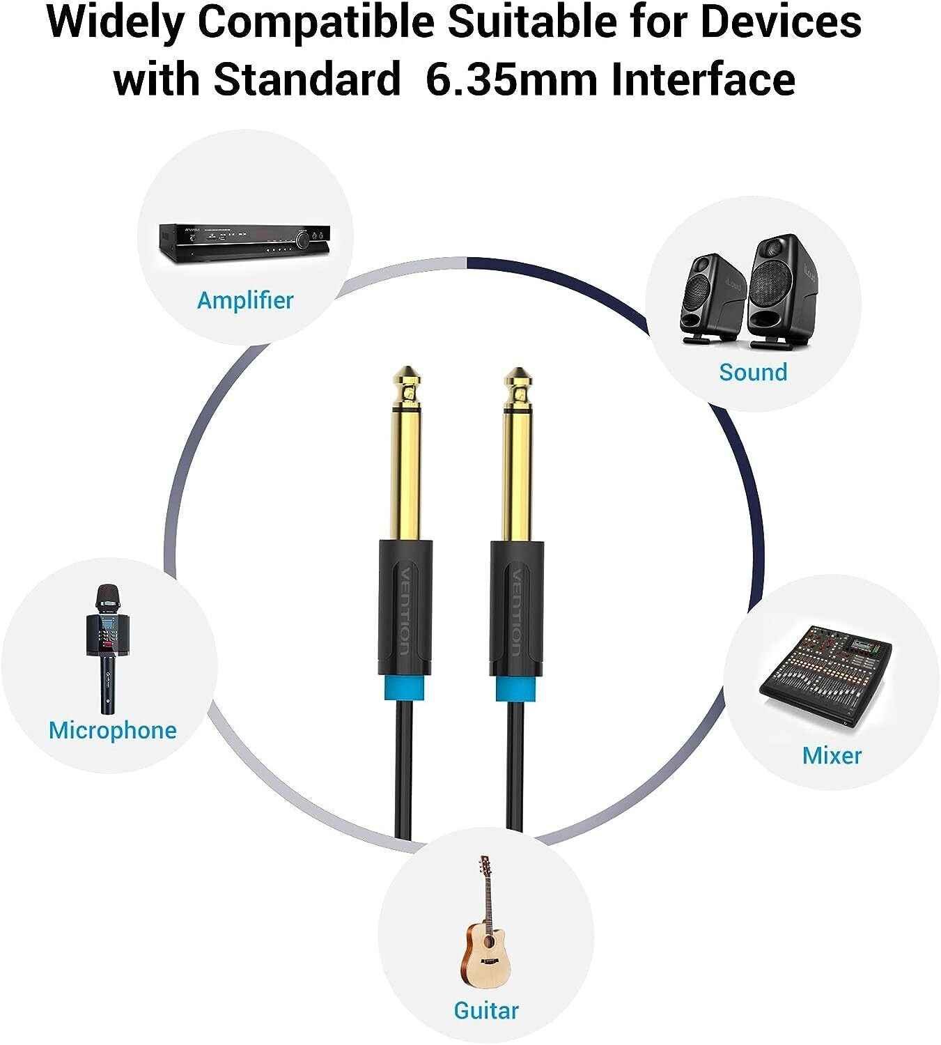 VENTION 6.35mm to 6.35mm Guitar Cable 1/4 inch to 1/4 inch TS Guitar Audio Cable