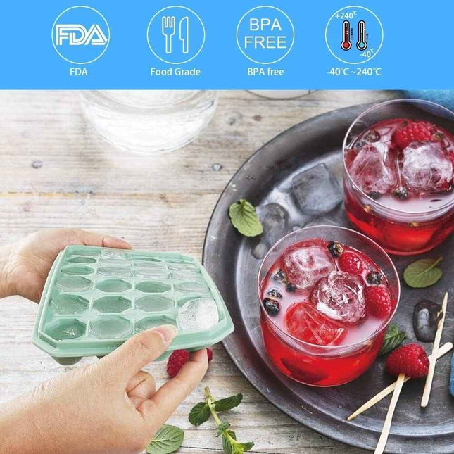 Ice Cube Tray with No Spill Lid Easy Release 48 Cubes Whiskey Cocktail