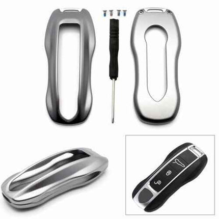 Porsche 911 Carrera 918 Cayenne Coupe Aluminium Car Key Protector - Silver