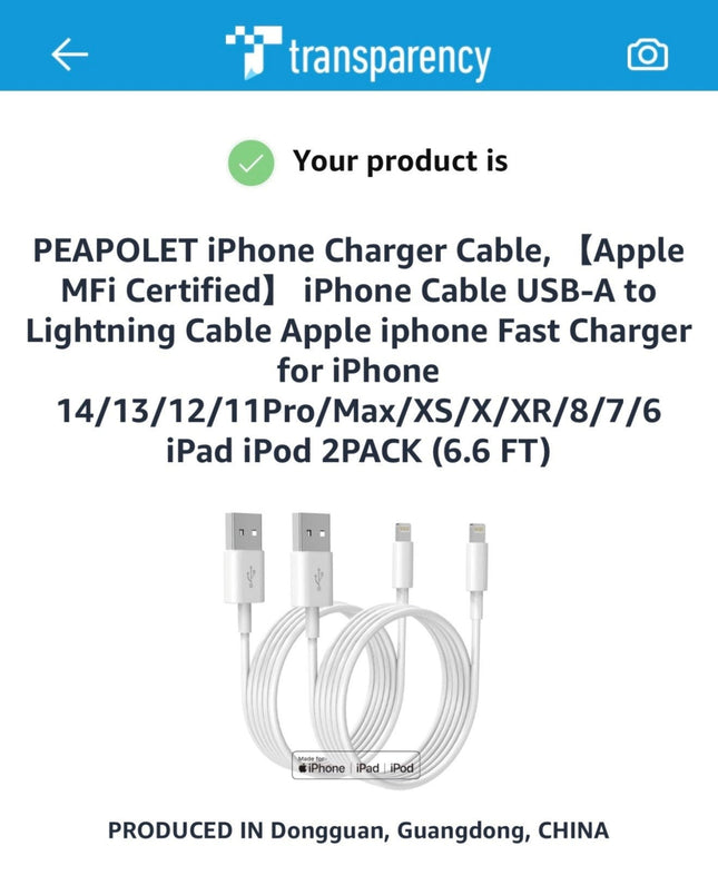 Premium iPhone USB-A to Lightning Charging Cable MFi Certified 2m Each 2 Pack