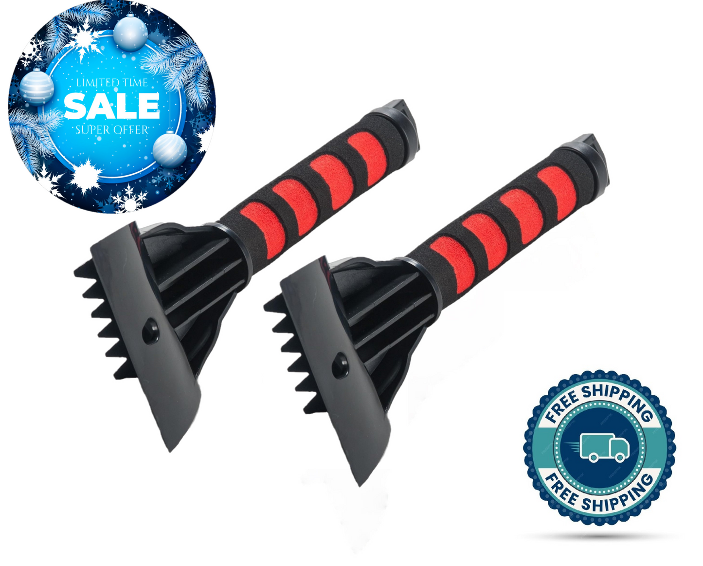 RevHeads Ice Scrapers for Cars and Pick Up Trucks Scrape With Ease - 2 Pack