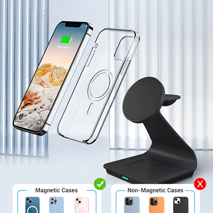 3 in 1 Wireless Charger For iPhone Apple Watch and AirPods Black Aluminium Alloy