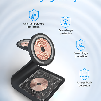 3 in 1 Wireless Charger For iPhone Apple Watch and AirPods Black Aluminium Alloy