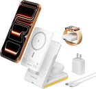 YouthMemory 3-in-1 wireless charging station with iPhone, Apple Watch and wall adapter
