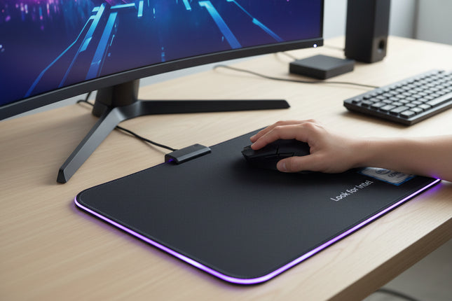 Intel Gaming Mouse Pad Blue Led Light-Up Anti Slip 36.5X25.5cm for PC and Laptop
