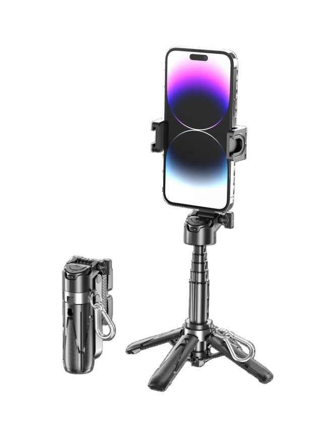 Selfie Stick Telescopic Mini Tripod Portable Phone Stand Rechargeable BT Remote