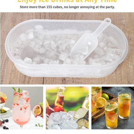 Ice Cube Trays with Lid and Storage Bin Easy Release Makes 66 Cubes - Yellow
