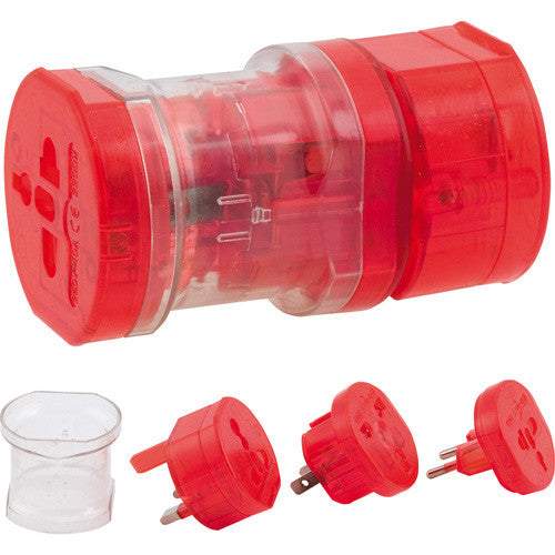 Universal Power Adapter with Electrical Plug for European US, EU, UK, AU Red