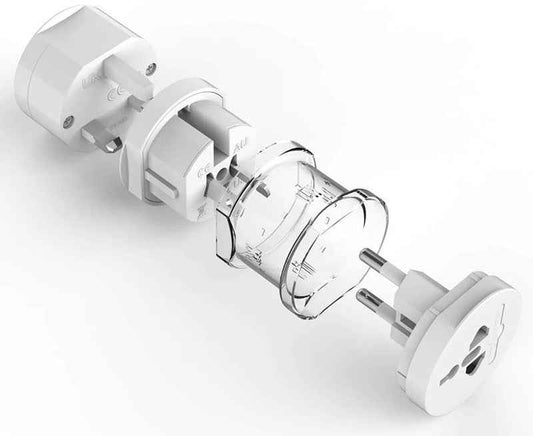 Universal Power Adapter with Electrical Plug for European US, EU, UK, AU White