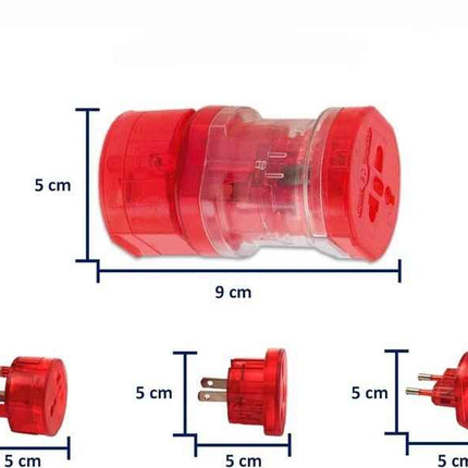 Travel Plug Universal Worldwide Charger Power Adapter US, EU, UK, AU - Red