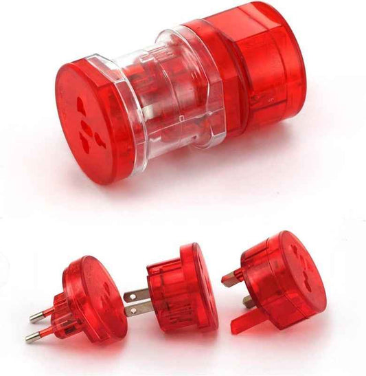 Universal Power Adapter with Electrical Plug for European US, EU, UK, AU Red