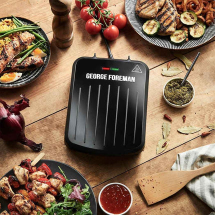 George Foreman Small Electric Fit Grill Black, 760W Non stick, Healthy, Griddle
