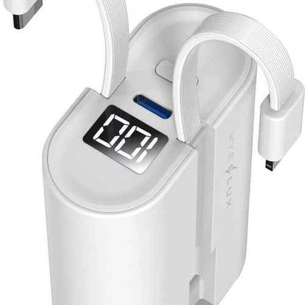 WYEFLUX Pocket Power Bank with Built-in USB-C and 8-Pin Cables 9000mAh