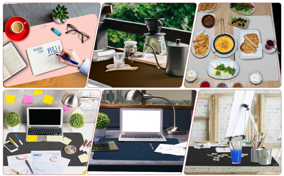 Desk Mat Waterproof Desk Pad Premium PU Leather Colour Titanium Silver 80 x 40