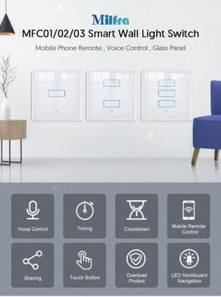 Smart Wireless Switch Neutral wire needed supports GH and Alexa Tuya Compatible