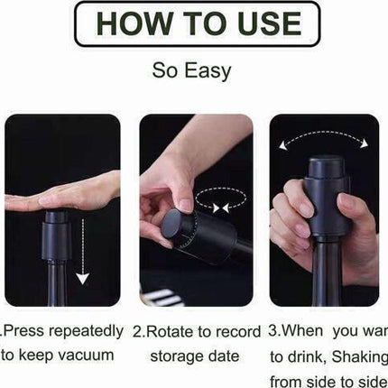 Wine Bottle Stopper With Time Recorder Keeps Your Wine Really Fresh 2 Pk