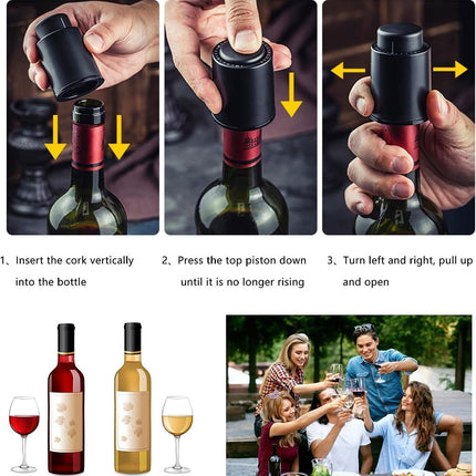 Wine Bottle Stopper With Time Recorder Keeps Your Wine Really Fresh 2 Pk