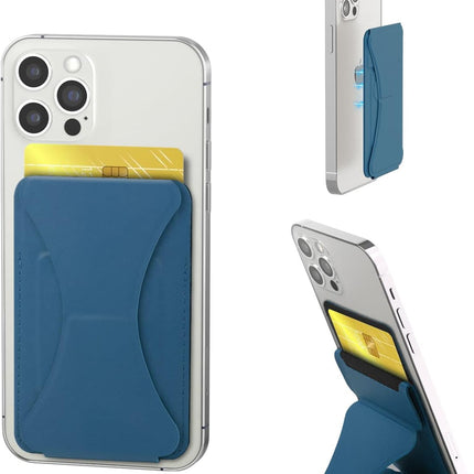 Folding iPhone Magnetic Wallet & Portable iPhone Stand 2 in 1 Card Holder - Blue