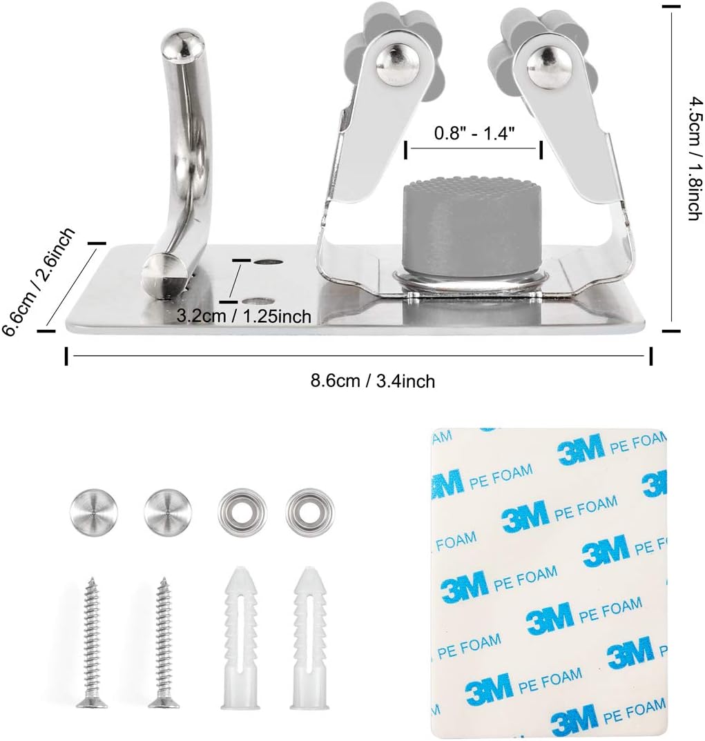 Mop Broom Holder Wall Mounted Heavy Duty Clips & Hanger Storage Rack 1 Hook 2 pk