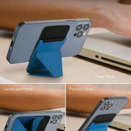 Folding iPhone Magnetic Wallet & Portable iPhone Stand 2 in 1 Card Holder - Blue