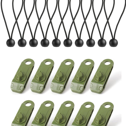 Tarpaulin Clips with 4mm Tarpaulin Ties for Camping Cargo Car Boat 10 Pack