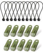 Tarpaulin Clips with 4mm Tarpaulin Ties for Camping Cargo Car Boat 10 Pack