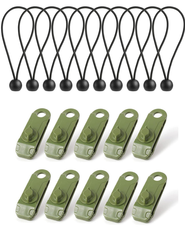 Tarpaulin Clips with 4mm Tarpaulin Ties for Camping Cargo Car Boat 10 Pack