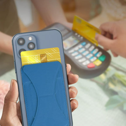 Folding iPhone Magnetic Wallet & Portable iPhone Stand 2 in 1 Card Holder - Blue