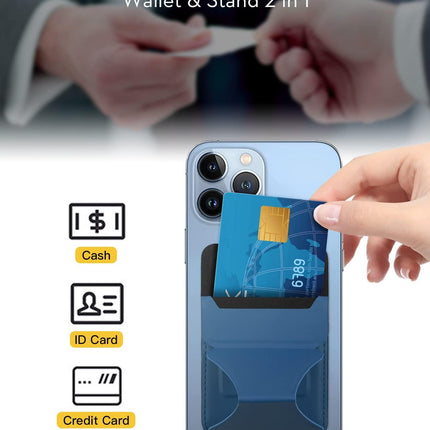 Folding iPhone Magnetic Wallet & Portable iPhone Stand 2 in 1 Card Holder - Blue