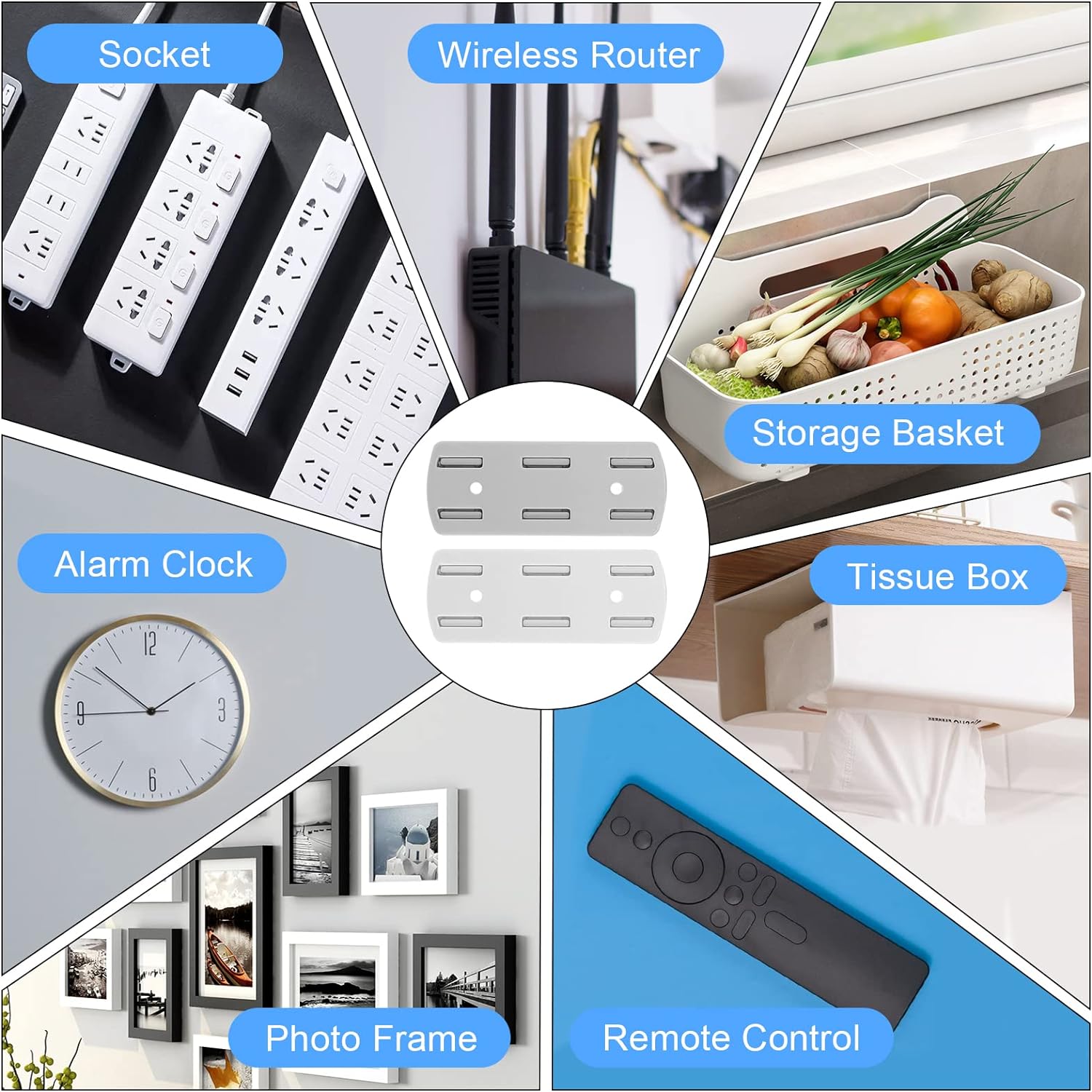 Self-Adhesive Socket Fixer Punch-free Socket Holder Cable Organizer Home Office