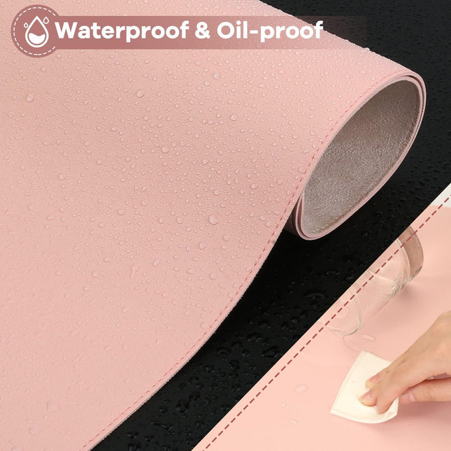 Desk Protector Waterproof Desk Pad Premium PU Leather Colour Pastel Pink 80 x 40