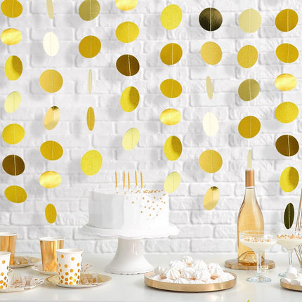 52 Feet Gold Glitter Circle Dots Garland for Party Birthday Baby Shower Wedding
