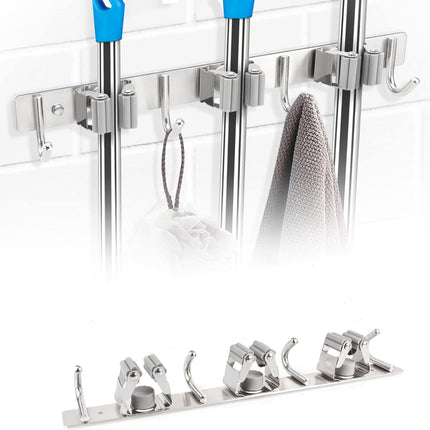 Wall Mounted Mop Brush Broom Clips & Hanger Holder Storage Rack for Kitchen 3 Hk