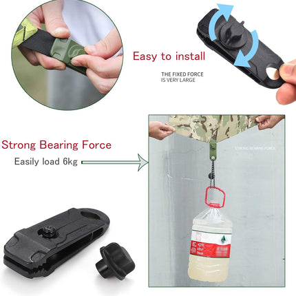 Tarpaulin Clips with 4mm Tarpaulin Ties for Camping Cargo Car Boat 10 Pack