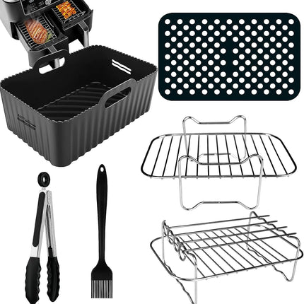 Dual Air Fryer Accessories 6Pcs Set With Racks Compatible Ninja Foodi and Others