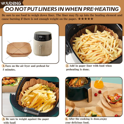 Air Fryer Disposable Paper Liners 100Pcs Greaseproof Food Grade 16cm 6.3 Inches