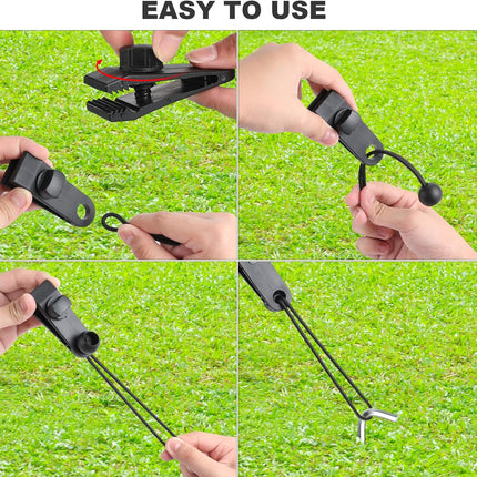 Tarpaulin Clips with 4mm Tarpaulin Ties for Camping Cargo Car Boat 10 Pack