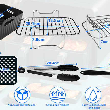 Dual Air Fryer Accessories 6Pcs Set With Racks Compatible Ninja Foodi and Others