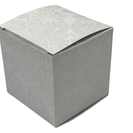 45 Pack Premium Square Present Gift Boxes White Silver Patterned Easy Assembly