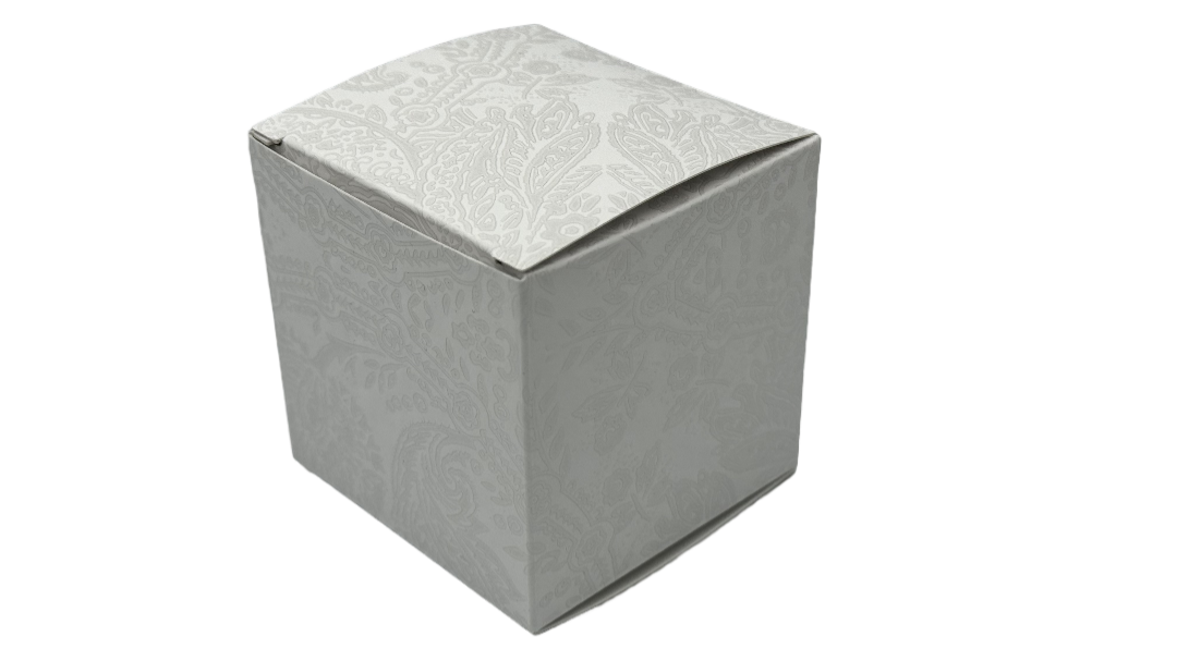 45 Pack Premium Square Present Gift Boxes White Silver Patterned Easy Assembly