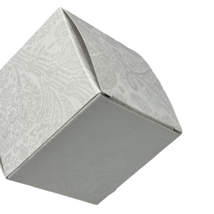 45 Pack Premium Square Present Gift Boxes White Silver Patterned Easy Assembly